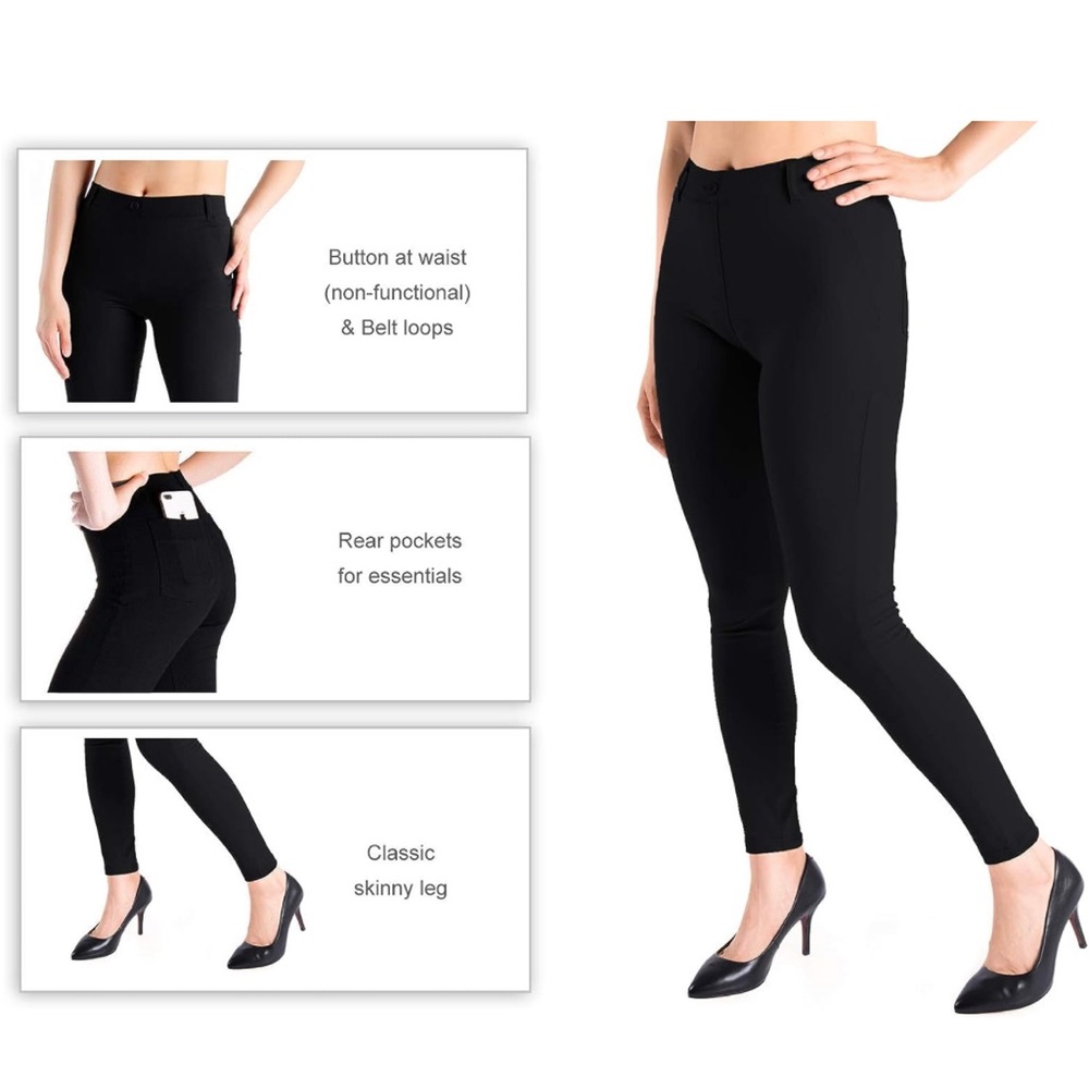 Black Yogipace,Belt Loops, dress yoga pants.  Size large